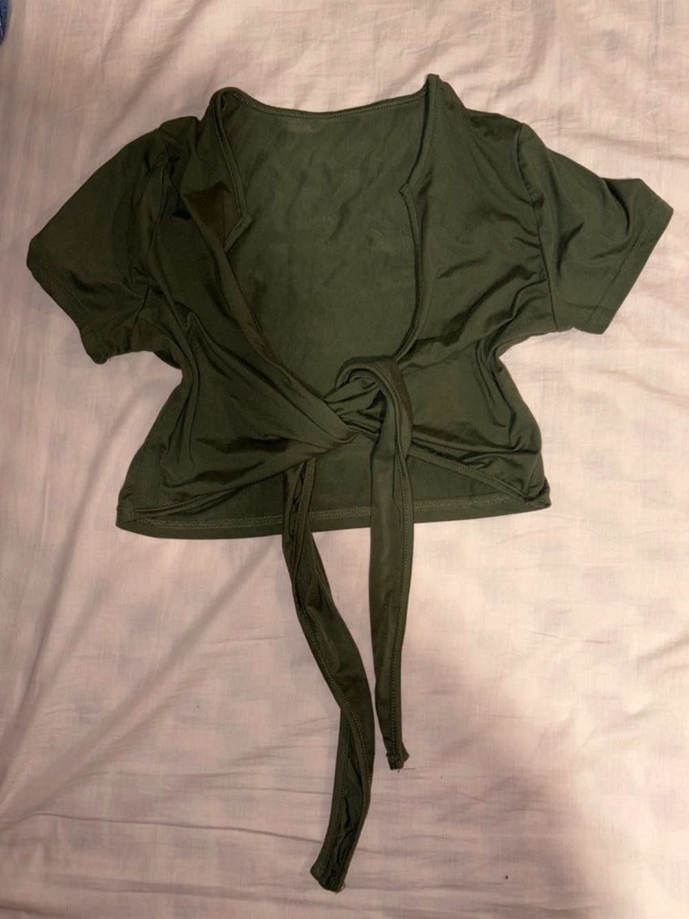 Olive Green Tie-Front Women's Top